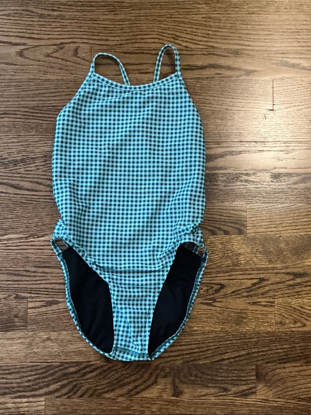 Jolyn Clothing Aqua Gingham One-Piece Swimsuit
